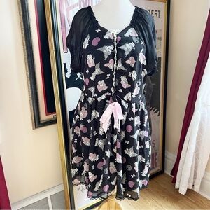 Sanrio: My Melody Kuromi Black Pink Gray Lace Bodice Puffy Sleeve Dress Size 3